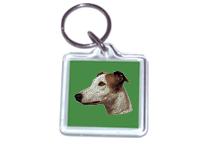 Greyhound brown&weiss123nl  Schlüsselanhänger -