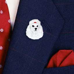 Poodle White Pin