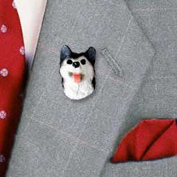 Husky Black & White w/Brown Eyes Pin