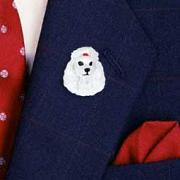 Poodle White Pin