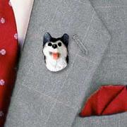 Husky Black & White w/Brown Eyes Pin